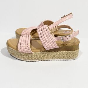 Adrienne Vittadin Girls Pink Braided Wedge Sandals Size 12 Little Kid Espadrille